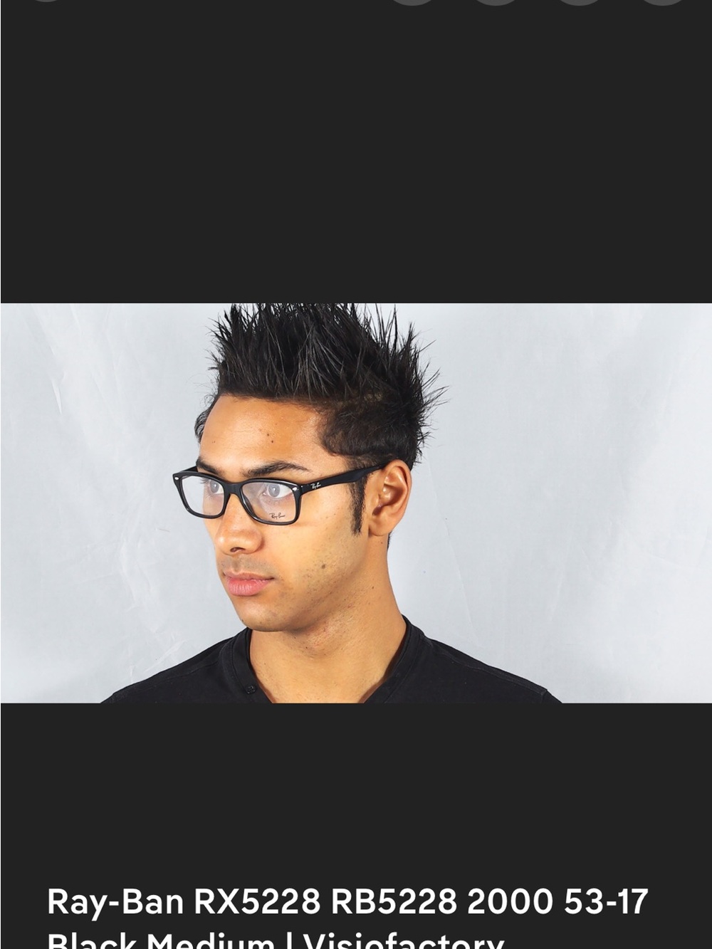 Ray-Ban RX5228 2000 Black Rectangular Acetate Optical Glasses - Picture 6 of 9